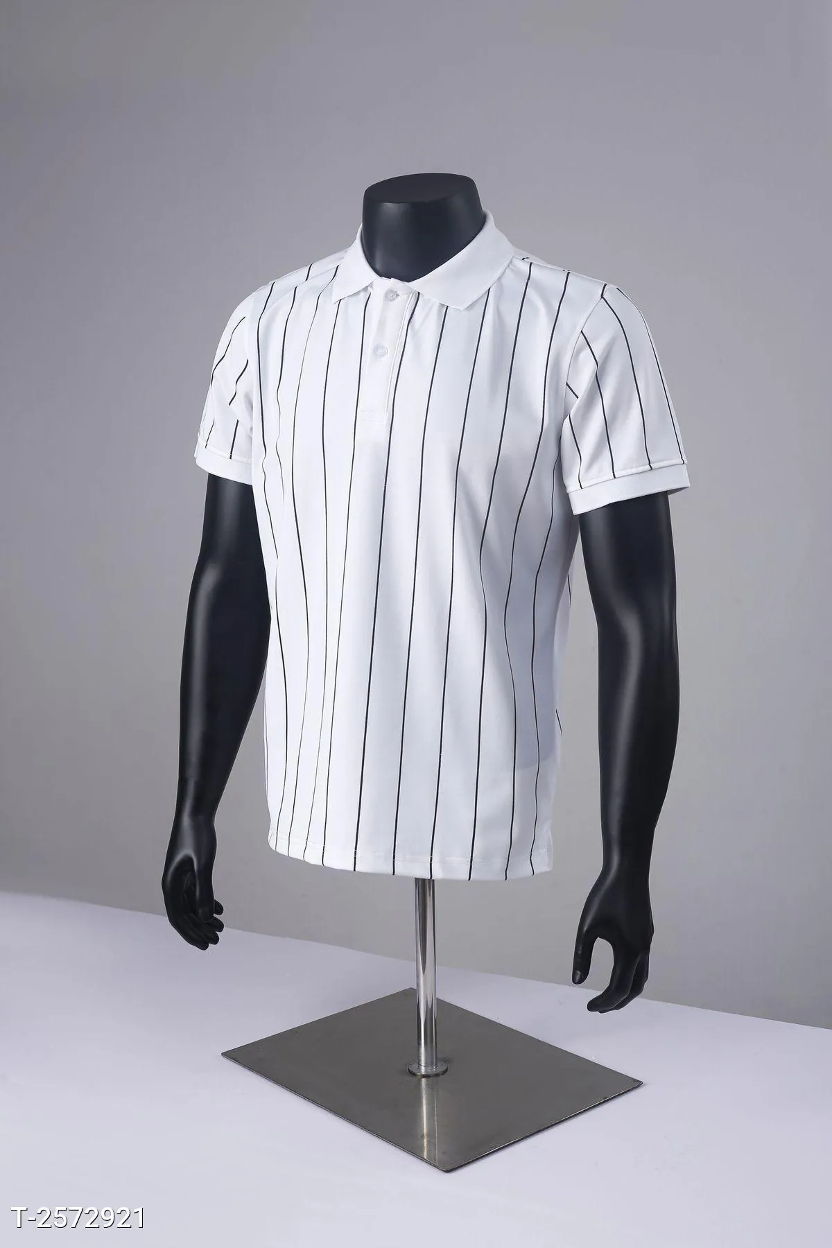 Áo Polo Nam Cổ Bẻ Ngắn Tay Vải Cá Sấu Họa Tiết Kẻ Sọc Dọc Co Giãn Style Hàn Quốc Màu Trắng Kẻ